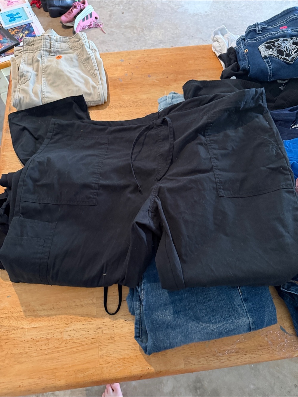 Men's Black Drawstring Scrub Pants